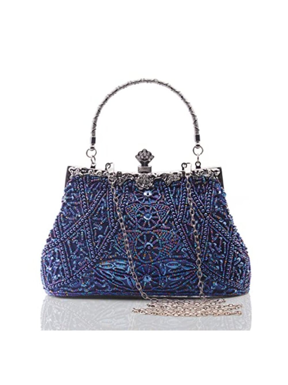 Beaded Evening Clutch Purse with Chain Women Party Bridal